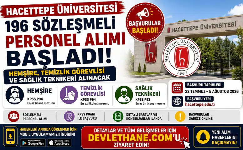 Hacettepe Üniversitesi 196 Sözleşmeli Personel Alımı Başladı! Hemşire, Temizlik Görevlisi ve Sağlık Teknikeri Alınacak