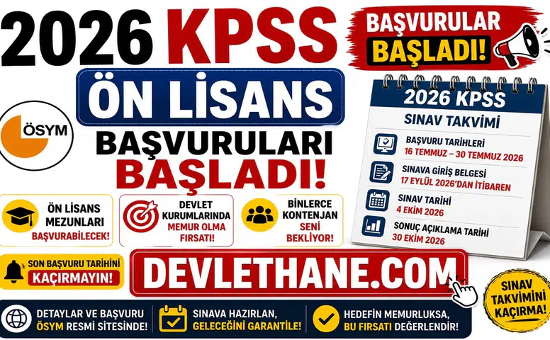 2026 KPSS Ön Lisans Başvuruları Başladı! Son Başvuru Tarihi ve Sınav Takvimi Açıklandı