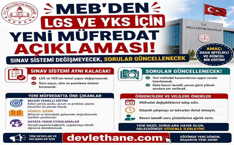 MEB’den LGS ve YKS İçin Yeni Müfredat Açıklaması: Sınav Sistemi Değişmeyecek, Sorular Güncellenecek