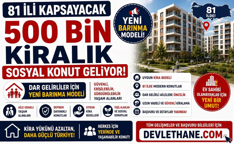 81 İli Kapsayacak 500 Bin Kiralık Sosyal Konut Geliyor: Dar Gelirliler İçin Yeni Barınma Modeli