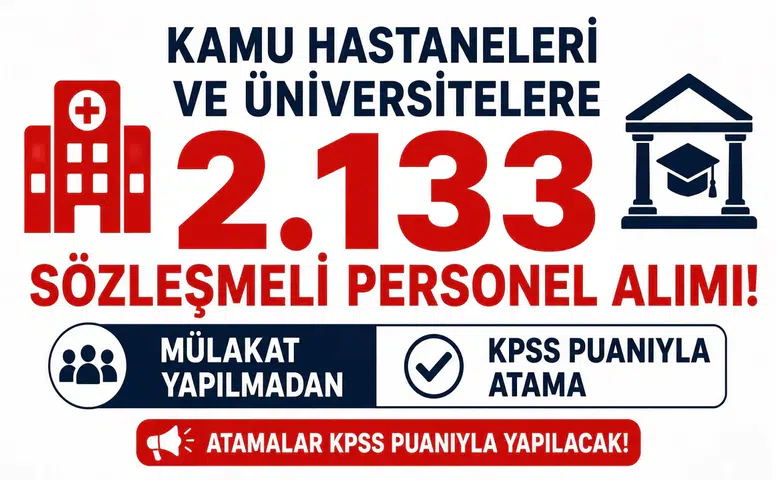 Kamu Hastaneleri ve Üniversitelere 2.133 Sözleşmeli Personel Alımı! Mülakat Yapılmadan KPSS Puanıyla Atama