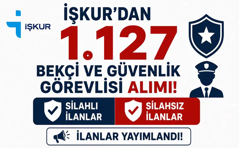 İŞKUR’dan 1.127 Bekçi ve Güvenlik Görevlisi Alımı! Silahlı ve Silahsız İlanlar Yayımlandı
