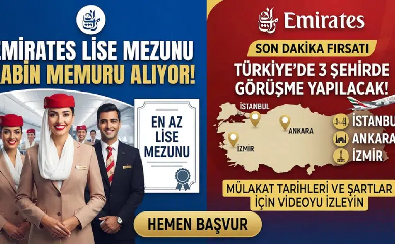Emirates Lise Mezunu Kabin Memuru Alıyor! Türkiye’de 3 Şehirde Görüşme Yapılacak
