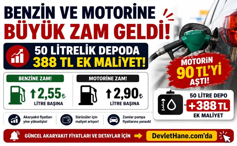 Benzin ve Motorine Büyük Zam Geldi! 50 Litrelik Depoda 388 TL Ek Maliyet, Motorin 90 TL’yi Aştı