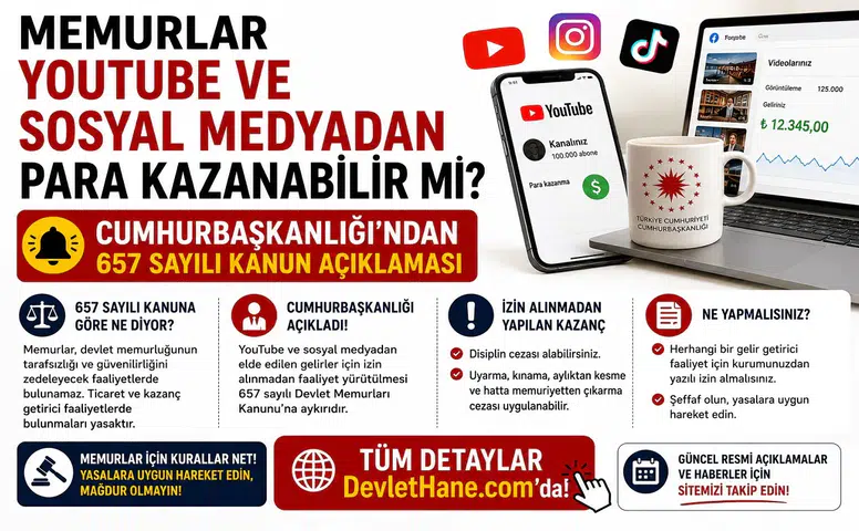 Memurlar YouTube ve Sosyal Medyadan Para Kazanabilir mi? Cumhurbaşkanlığı’ndan 657 Sayılı Kanun Açıklaması