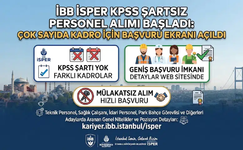 İBB İSPER KPSS Şartsız Personel Alımı Başladı: Çok Sayıda Kadro İçin Başvuru Ekranı Açıldı