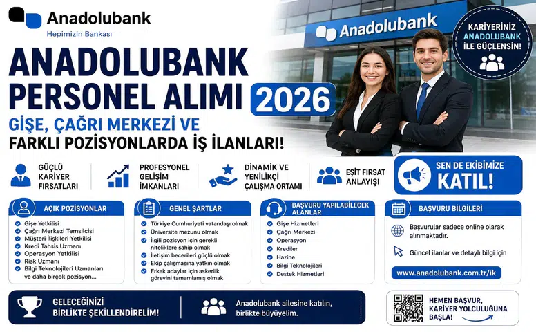 Anadolubank Personel Alımı 2026: Gişe, Çağrı Merkezi ve Farklı Pozisyonlarda İş İlanları