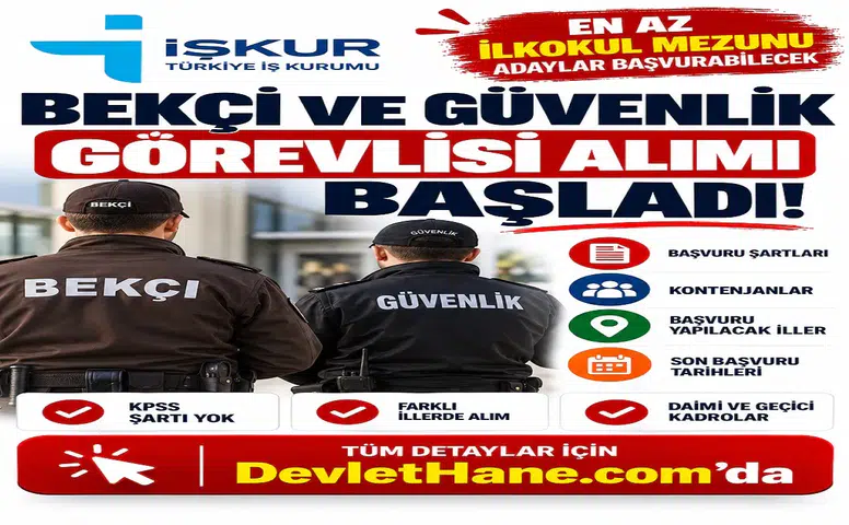 İŞKUR Bekçi ve Güvenlik Görevlisi Alımı Başladı! En Az İlkokul Mezunu Adaylar Başvurabilecek