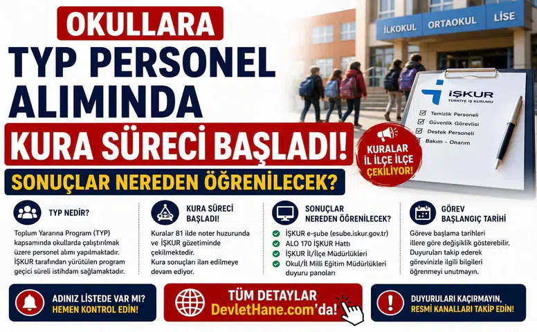Okullara TYP Personel Alımında Kura Süreci Başladı: Sonuçlar Nereden Öğrenilecek?