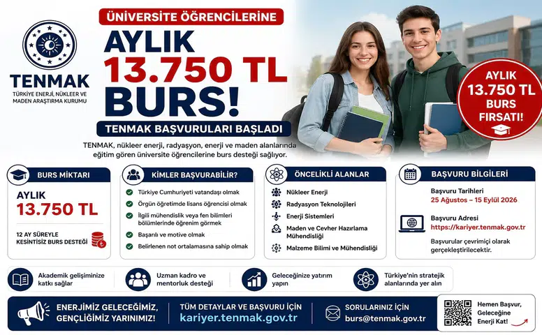 Üniversite Öğrencilerine Aylık 13.750 TL Burs: TENMAK Başvuruları Başladı