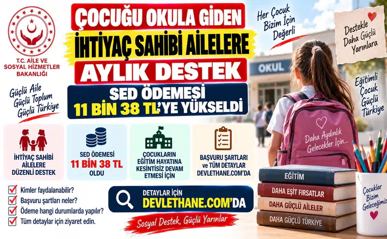 Çocuğu Okula Giden İhtiyaç Sahibi Ailelere Aylık Destek: SED Ödemesi 11 Bin 38 TL'ye Yükseldi