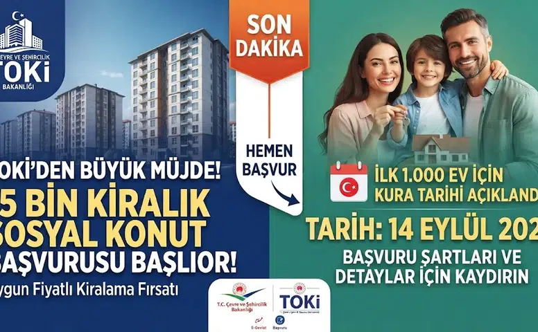 TOKİ 15 Bin Kiralık Sosyal Konut Başvurusu Başlıyor! İlk 1.000 Ev İçin Kura Tarihi Açıklandı