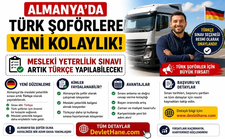 Almanya’da Türk Şoförlere Yeni Kolaylık: Mesleki Yeterlilik Sınavı Artık Türkçe Yapılabilecek