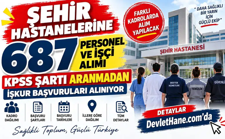 Şehir Hastanelerine 687 Personel ve İşçi Alımı: KPSS Şartı Aranmadan İŞKUR Başvuruları Alınıyor