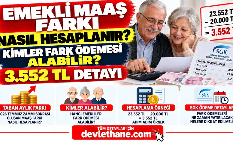 Emekli Maaş Farkı Nasıl Hesaplanır? Kimler Fark Ödemesi Alabilir, 3.552 TL Detayı Nedir?