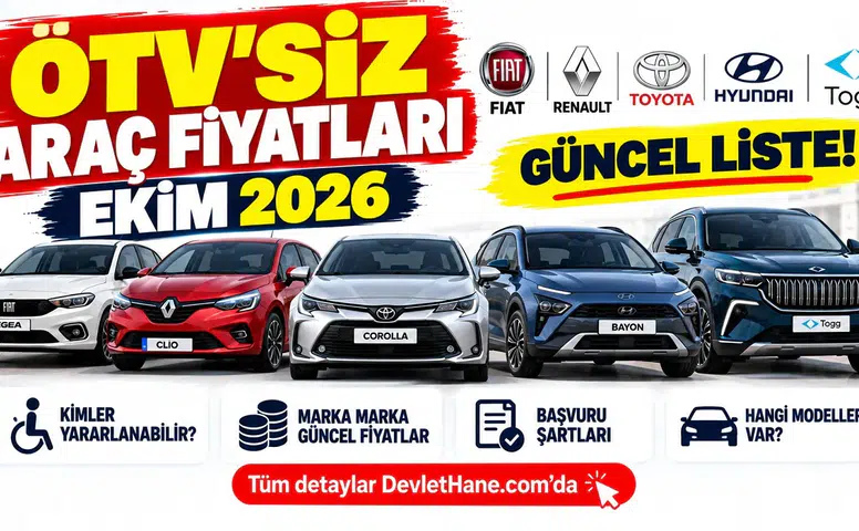 ÖTV'siz Araç Fiyatları Ekim 2026! Fiat, Renault, Toyota, Hyundai ve Togg Güncel Liste