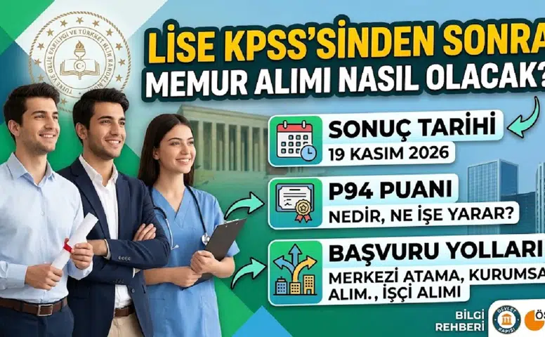 Lise KPSS'sinden sonra memur alımı nasıl olacak? Sonuç tarihi, P94 puanı ve başvuru yolları