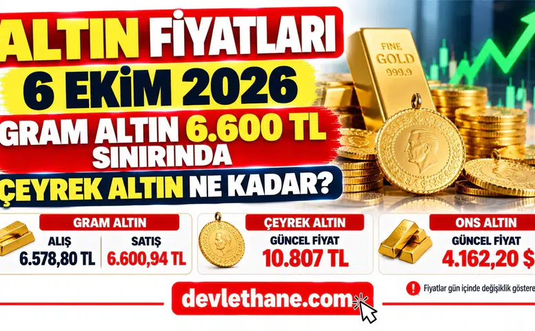 Altın Fiyatları 6 Ekim 2026: Gram Altın 6.600 TL Sınırında, Çeyrek Altın Ne Kadar?