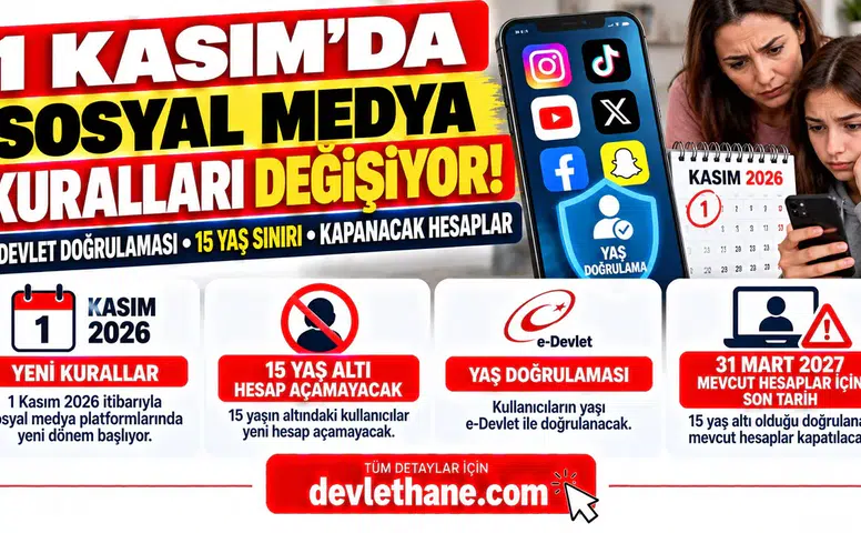 1 Kasım'da Sosyal Medya Kuralları Değişiyor! e-Devlet Doğrulaması, 15 Yaş Sınırı ve Kapanacak Hesaplar