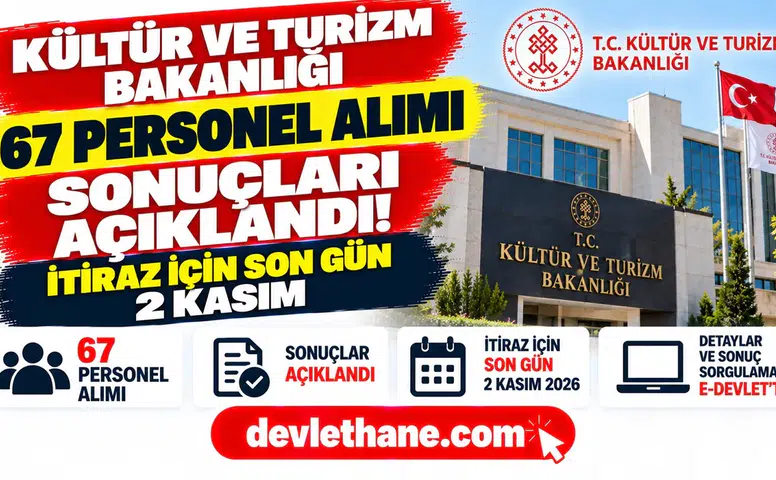 Kültür ve Turizm Bakanlığı 67 personel alımı sonuçları açıklandı: İtiraz için son gün 2 Kasım