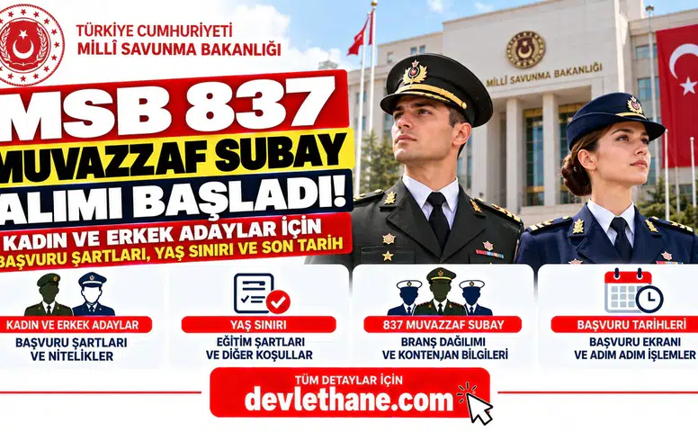 MSB 837 Muvazzaf Subay Alımı Başladı! Kadın ve Erkek Adaylar İçin Başvuru Şartları, Yaş Sınırı ve Son Tarih