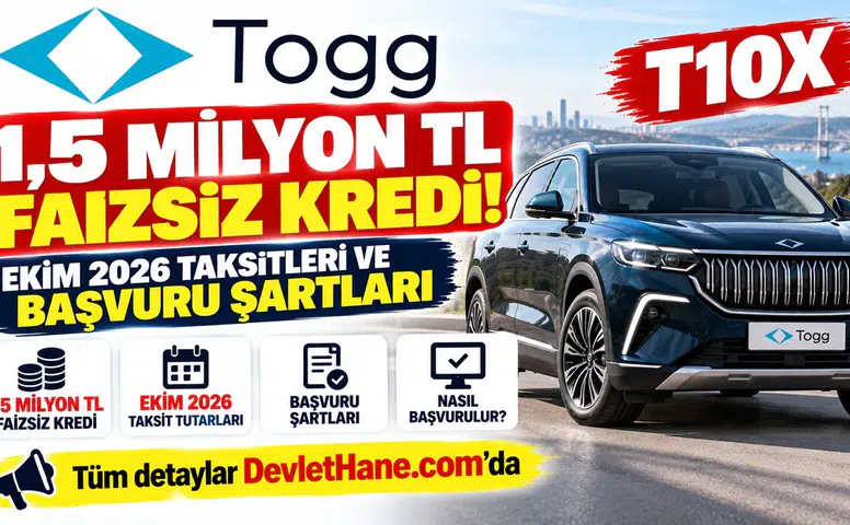 Togg T10X Alacaklara 1,5 Milyon TL Faizsiz Kredi! Ekim 2026 Taksitleri ve Başvuru Şartları