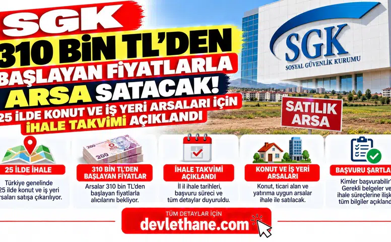 SGK 310 Bin TL'den Başlayan Fiyatlarla Arsa Satacak! 25 İlde Konut ve İş Yeri Arsaları İçin İhale Takvimi Açıklandı