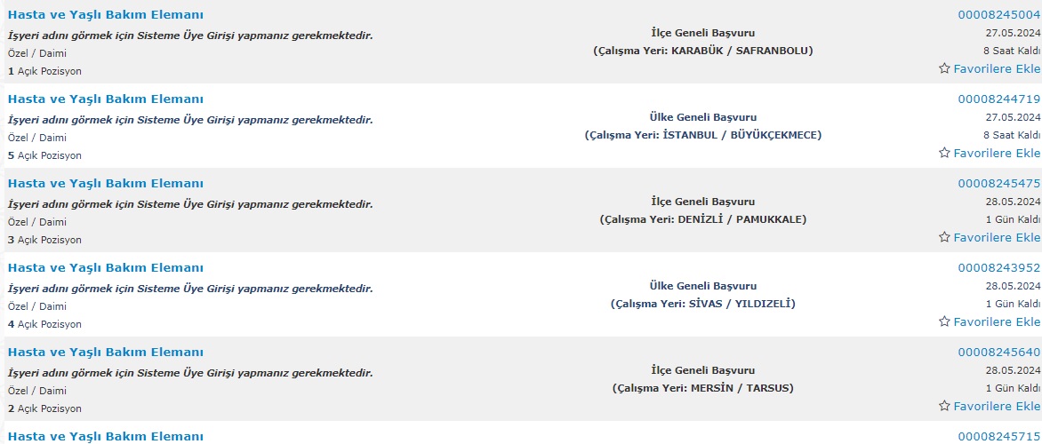 huzuevi personel alımı