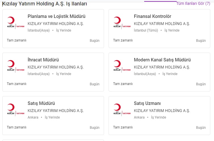 Kızılay Yatırım Holding A.Ş. İş İlanları